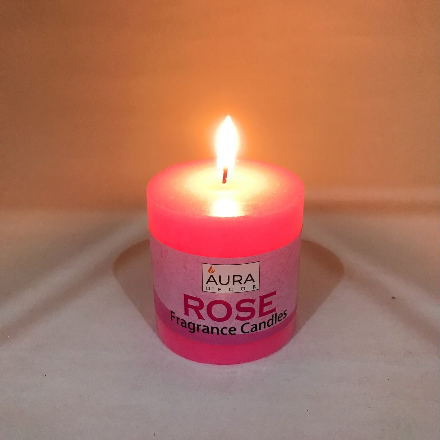 AuraDecor 3 Inch Rose Fragrance Pillar Candle - auradecor.co.in