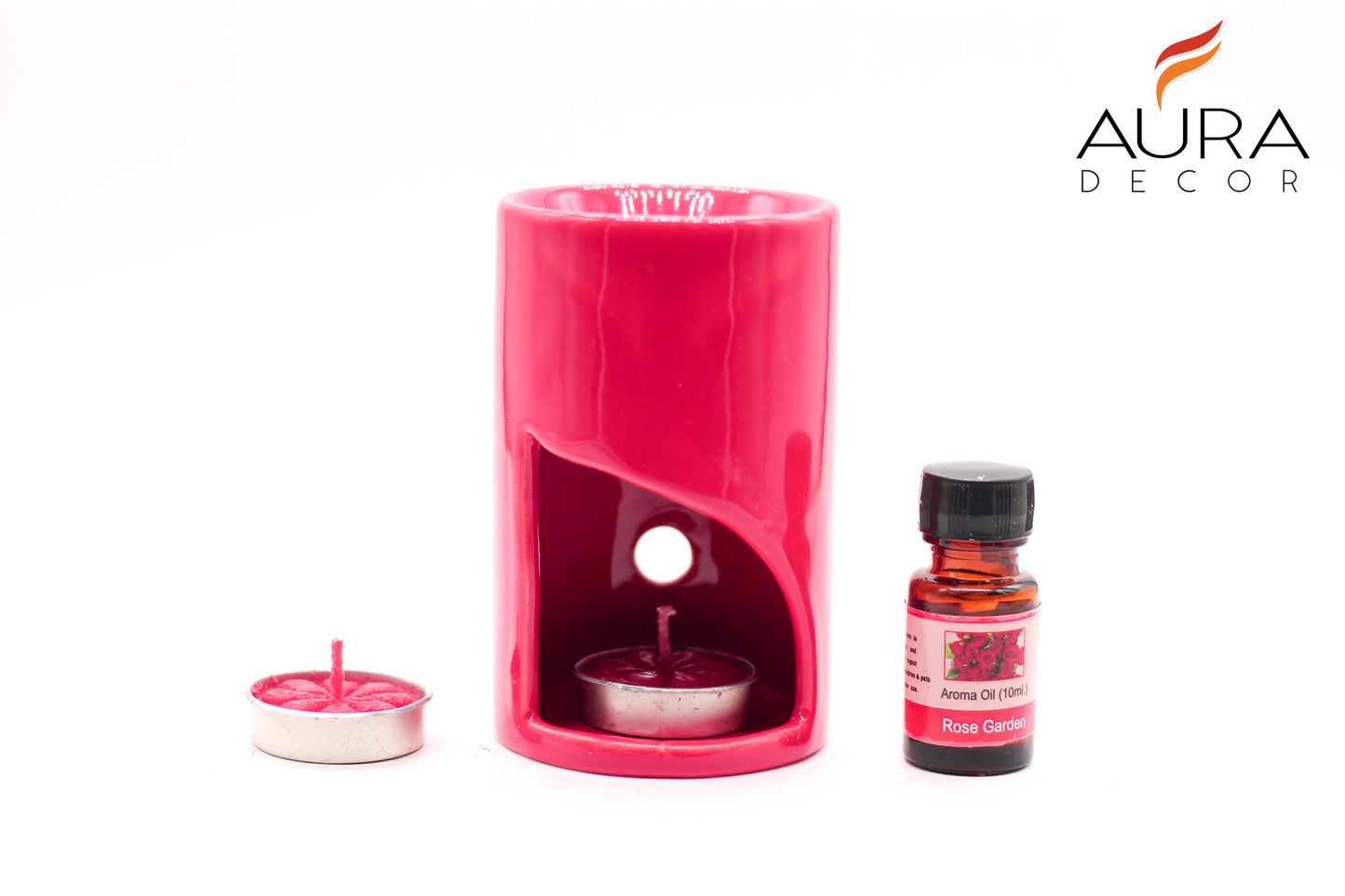 AuraDecor Aroma Oil Burner Gift Set ( Rose ) - auradecor.co.in