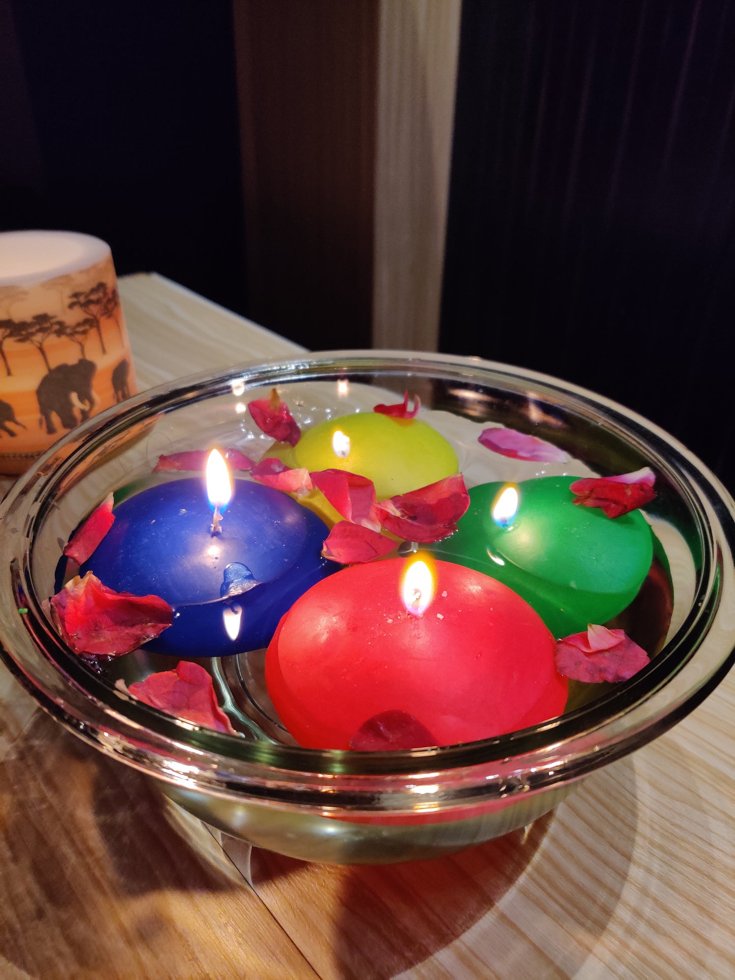 AuraDecor Big Multicolor Floating Nugget Candles ( Set of 4 )