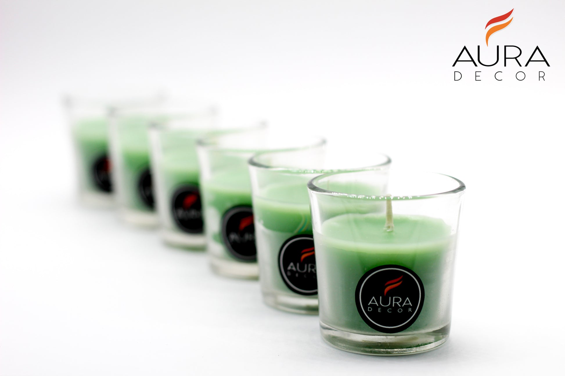 Green Glass Votive Candle AuraDecor 