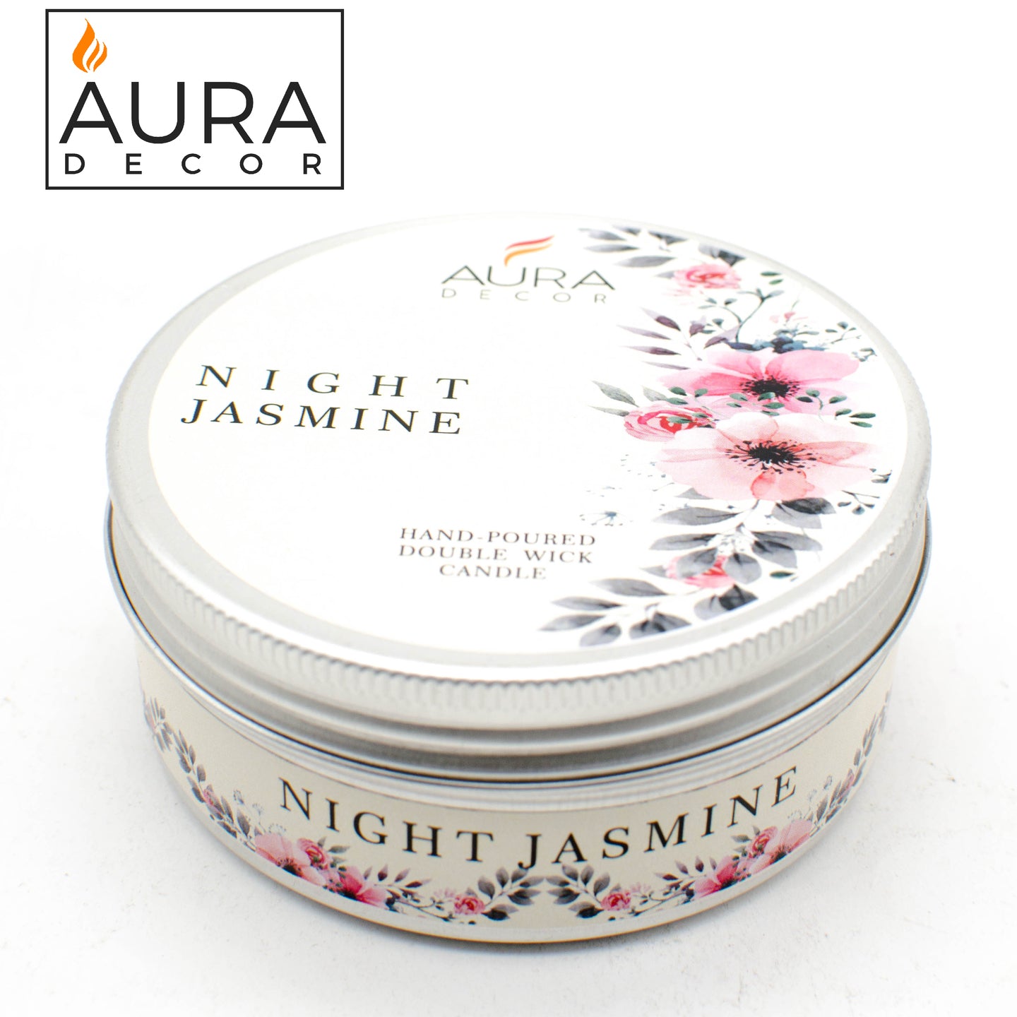 AuraDecor 2 Wick Fragrance Tin Candles ( Night Jasmine ) - auradecor.co.in