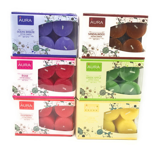 Bulk Pack of 6 Votive Candles ( Mixed Fragrances ) - auradecor.co.in