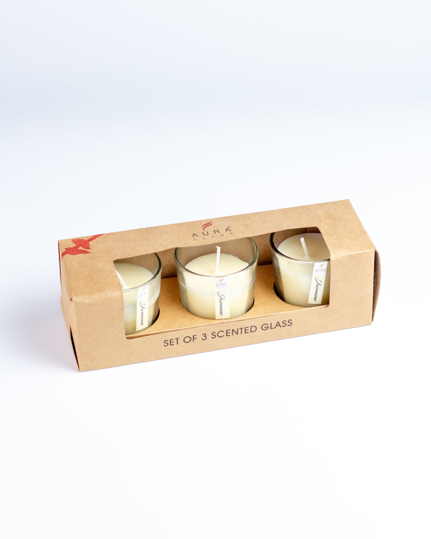Set of 3 Glass Votive Candle ( Jasmine  )