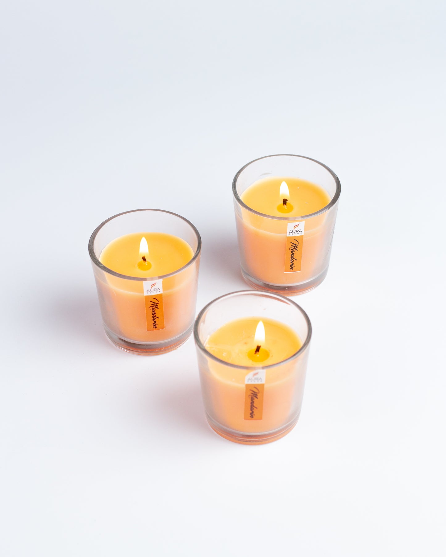 Set of 3 Glass Votive Candle ( Mandarin  )