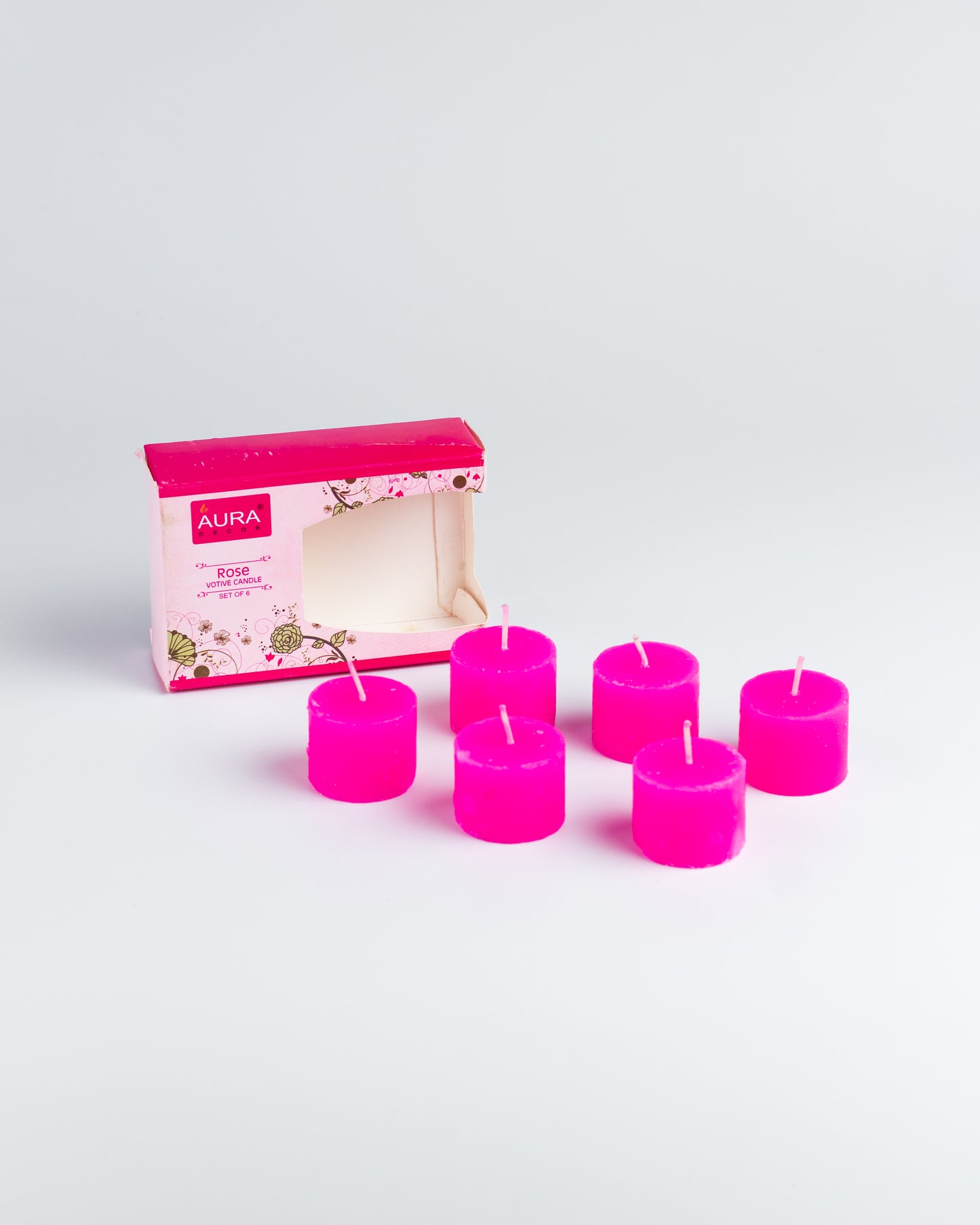 AuraDecor Set of 6 Rose Fragrance Votive Candle
