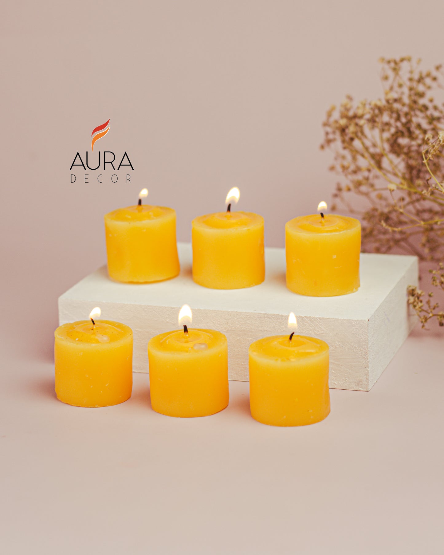 AuraDecor Set of 6 Lemon Fragrance Votive Candle