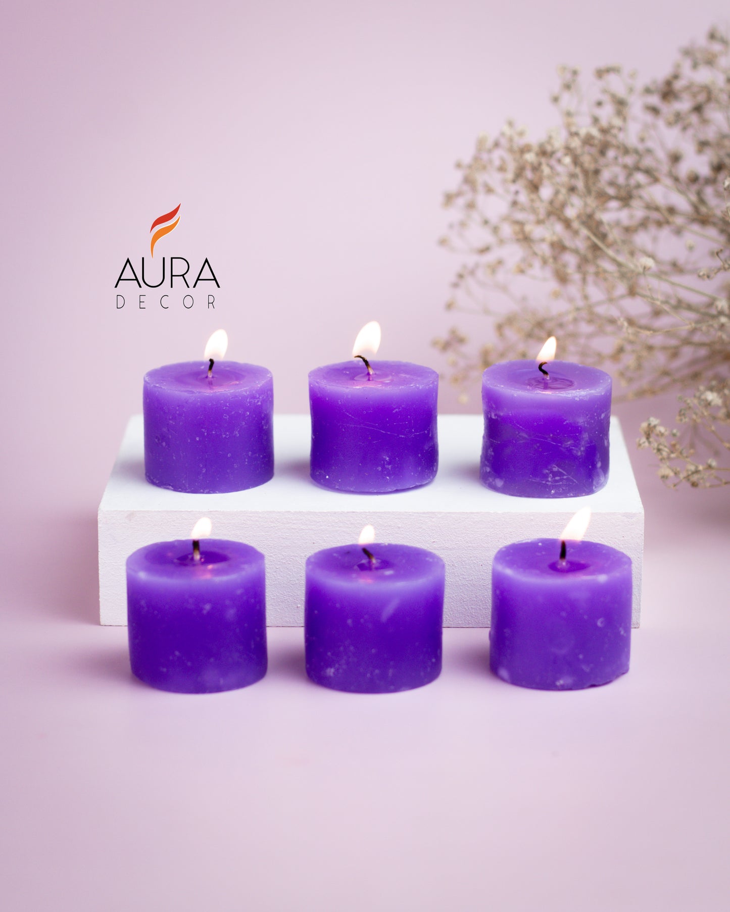 AuraDecor Fragrance Votive Candles Set of 6 ( Lavender )