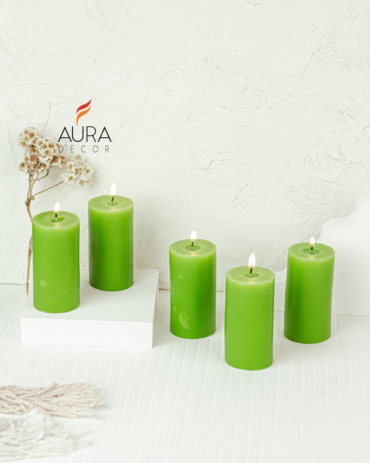 Fragrance Pillar Candle Set of 5 ( Lemon Grass )