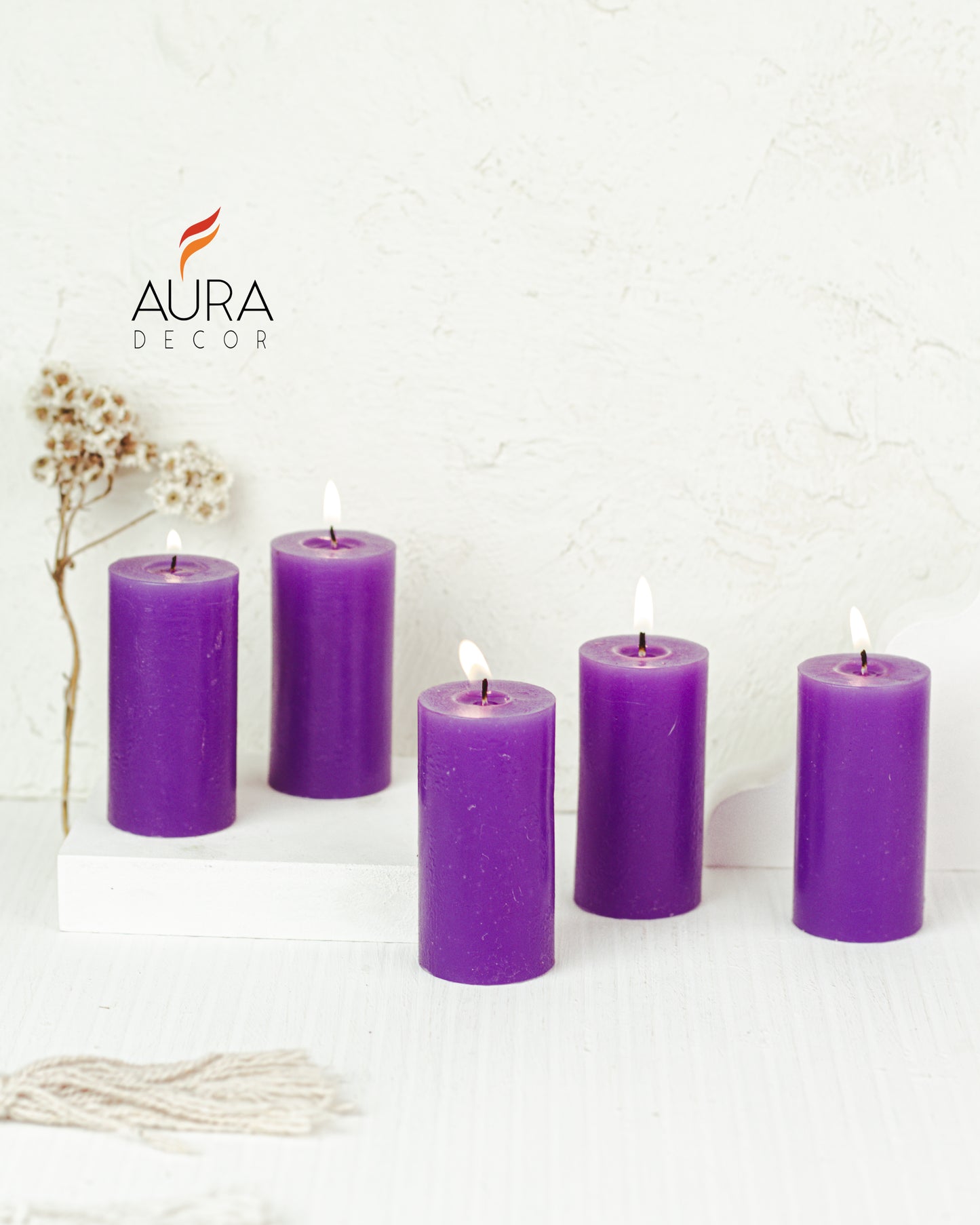 Fragrance Pillar Candle Set of 5 ( Lavender )