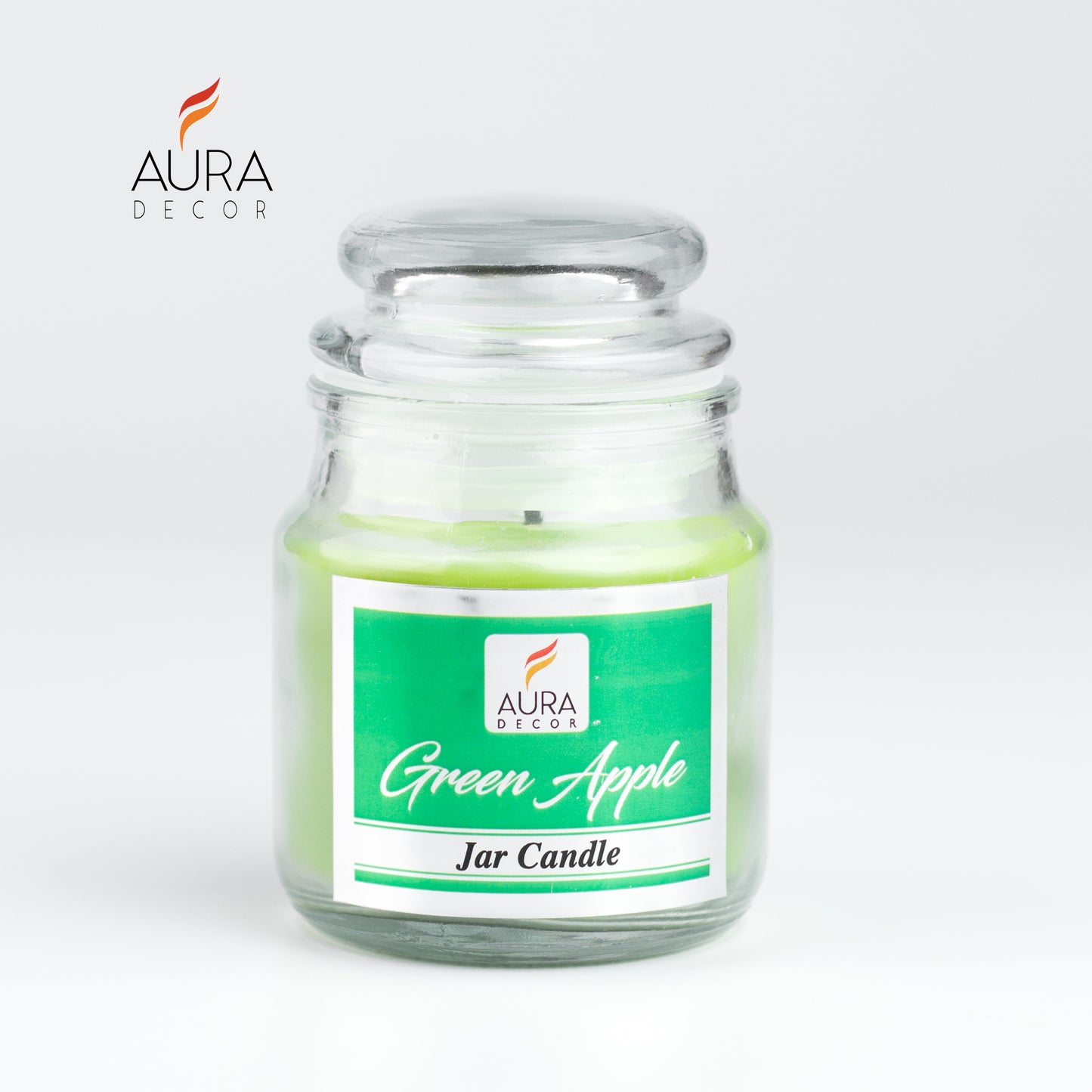 AuraDecor Green Apple Lid Jar Candle ( Paraffin Wax, 30 hours Life )