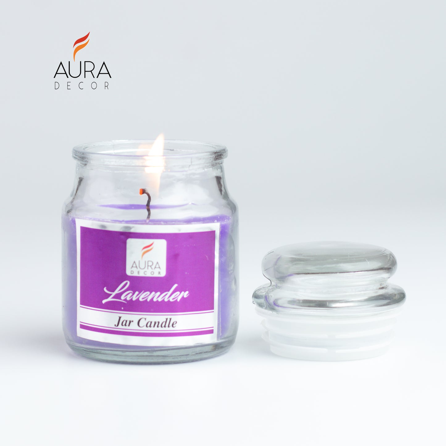 AuraDecor Lavender Lid Jar Candle ( Paraffin Wax, 30 hours Life )