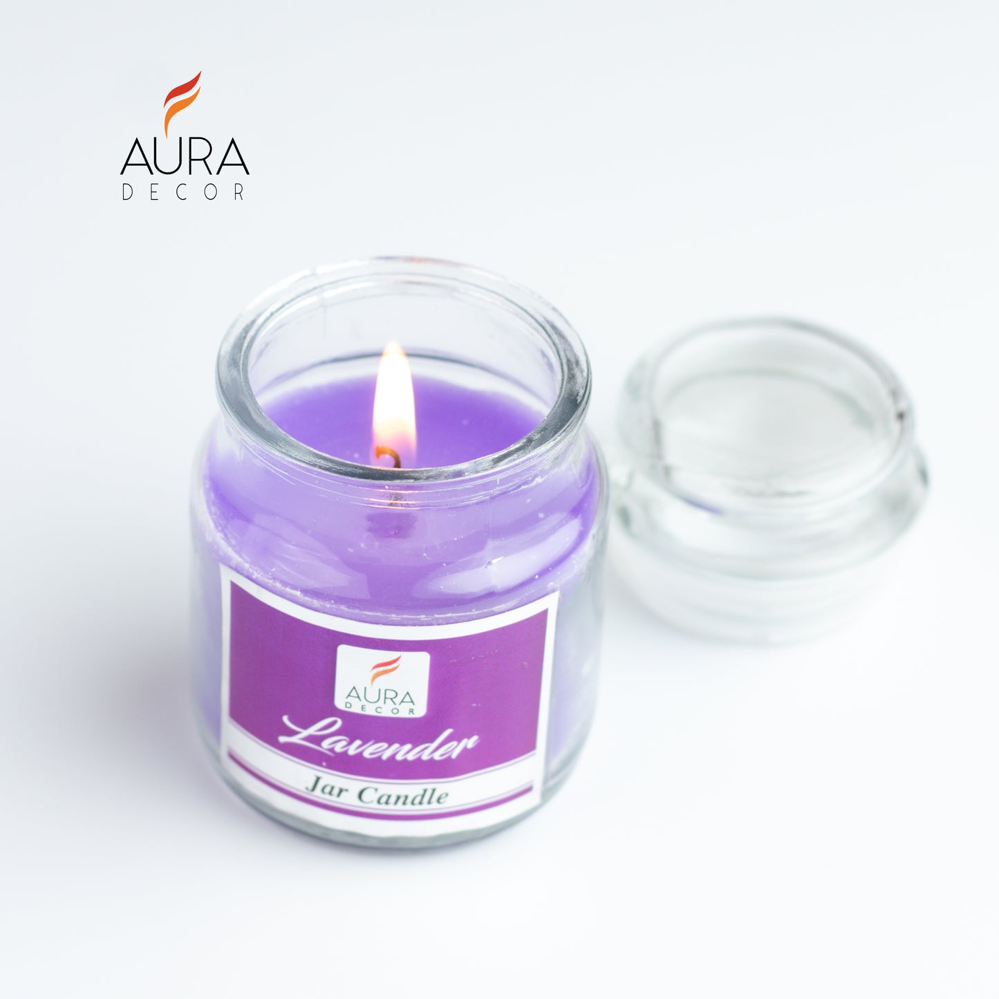 AuraDecor Lavender Lid Jar Candle ( Paraffin Wax, 30 hours Life )
