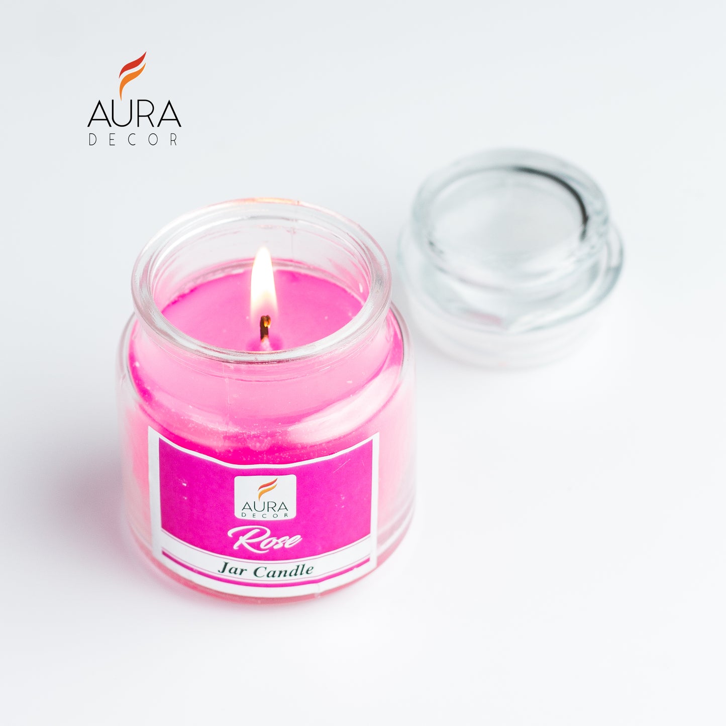 AuraDecor Buy 1 Get 1 Free Jar Candle ( Rose ) Burning Time 30 hours Each