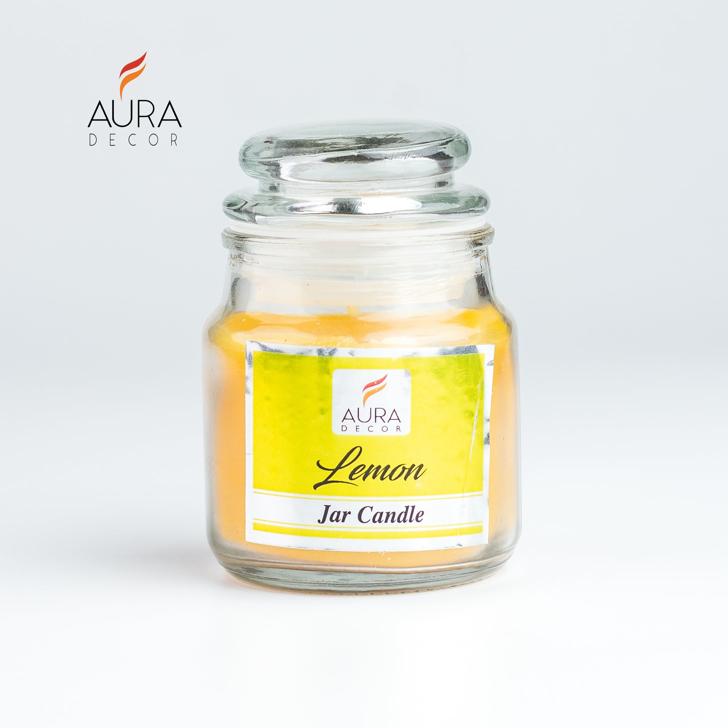 AuraDecor Lemon Lid Jar Candle ( Yellow Color, Paraffin Wax )
