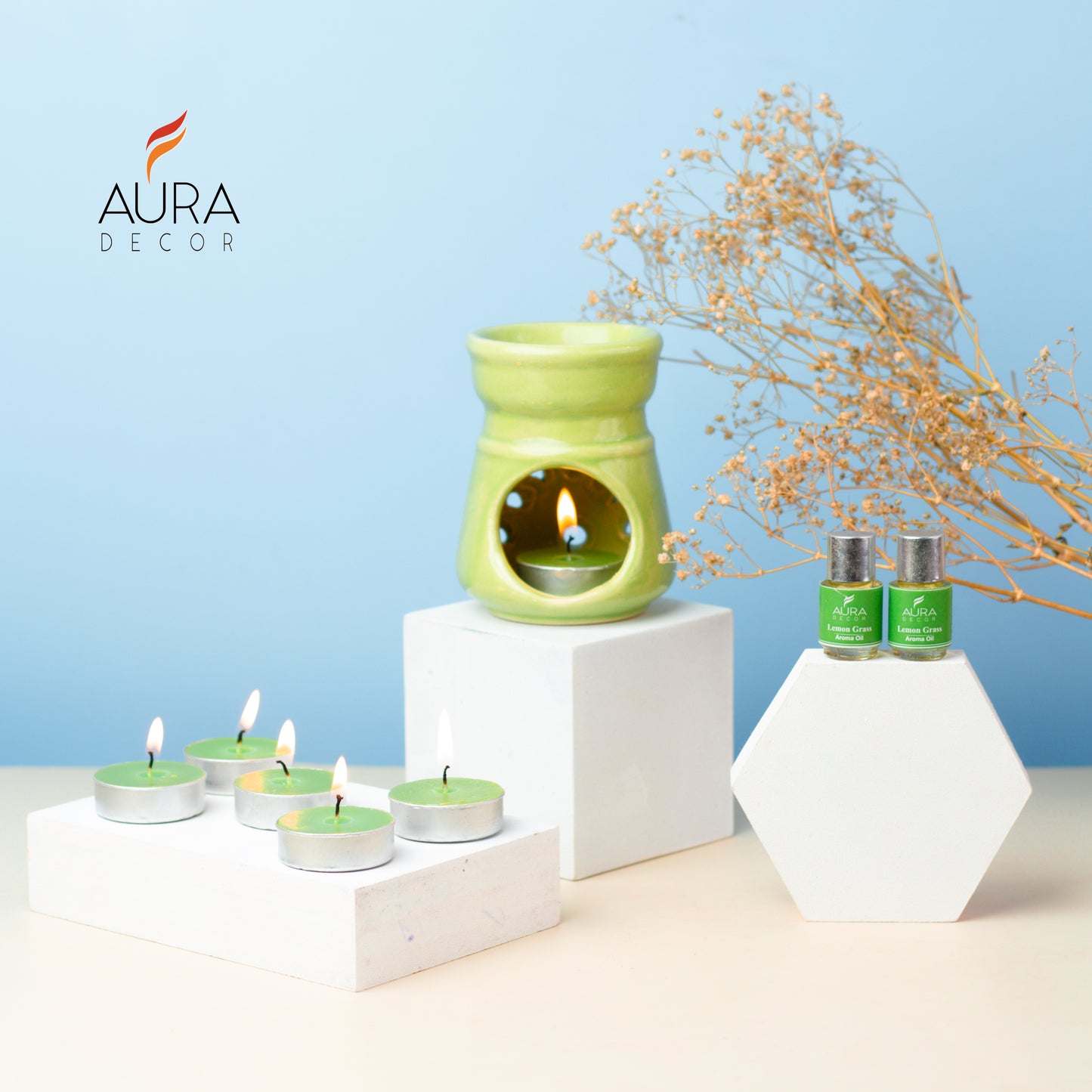 AuraDecor Aromatherapy Diffuser Gift Set with 6 Tealights (GS-09)