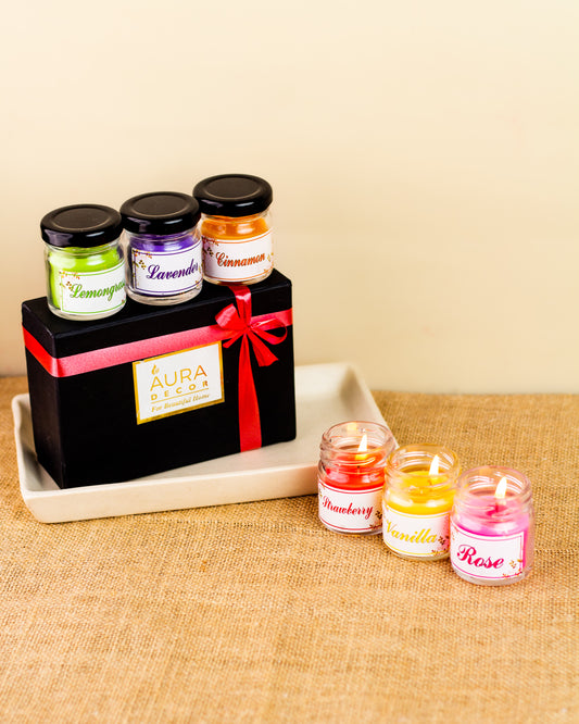 AuraDecor Fragrance Jar Candle Set of 6 || Fragrance Candles for Home || Scented Candles || Jar Candles || Fragrance Candle || Home Decoration