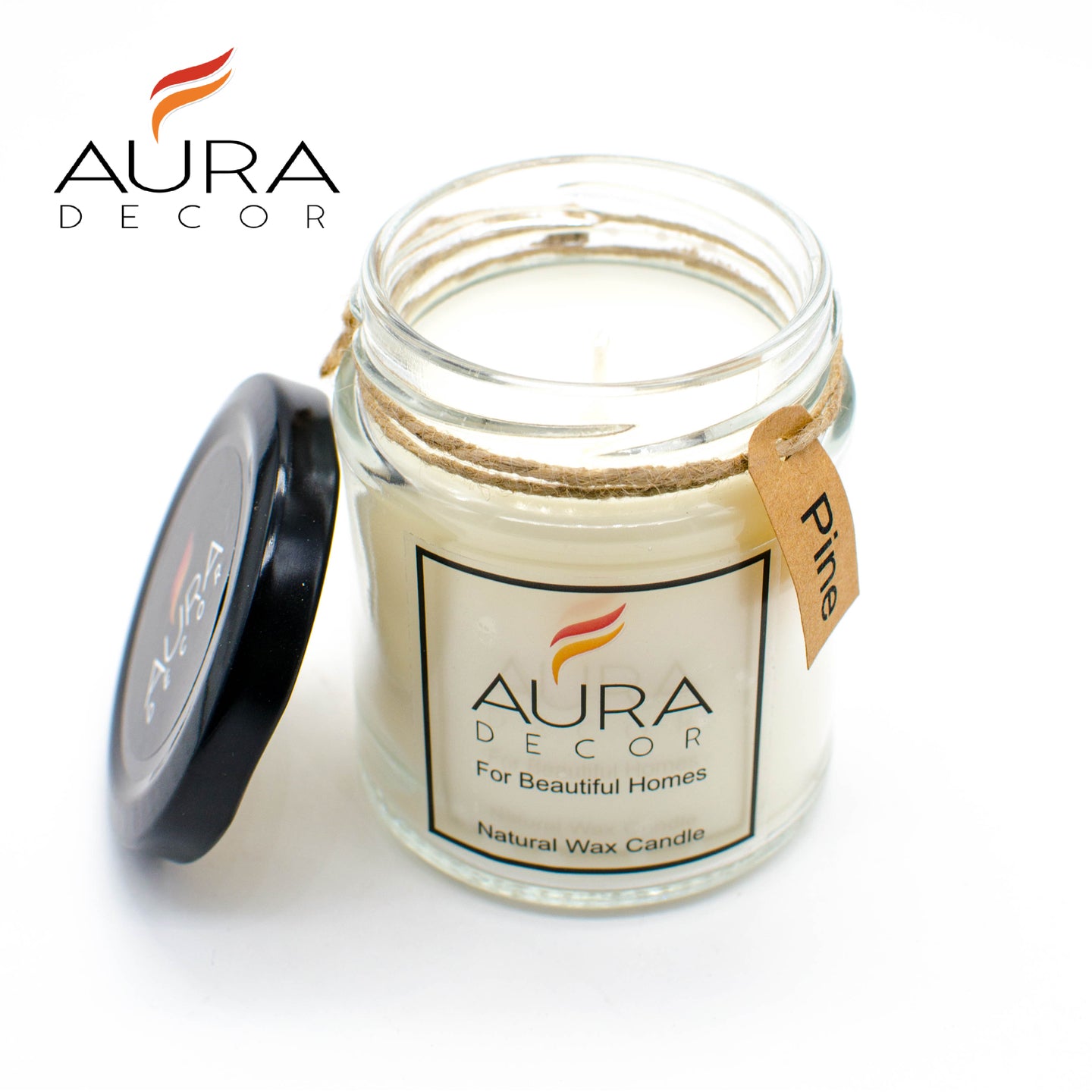 Natural Jar Candle Pine Fragrance ( Soy Wax ) - auradecor.co.in