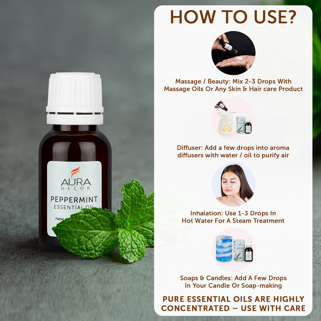 Peppermint Essential Oil - 15ml for Skin, Hair, Face, Acne Care