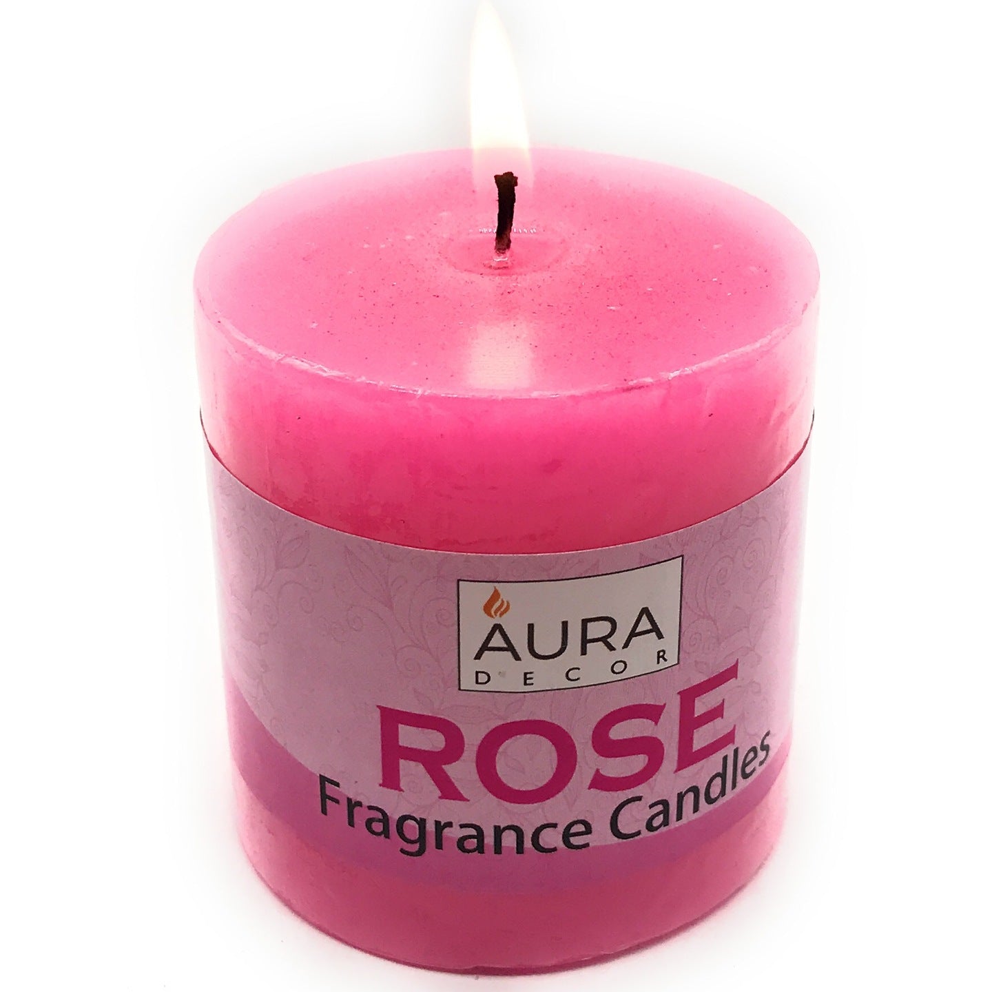 AuraDecor 3 Inch Rose Fragrance Pillar Candle - auradecor.co.in