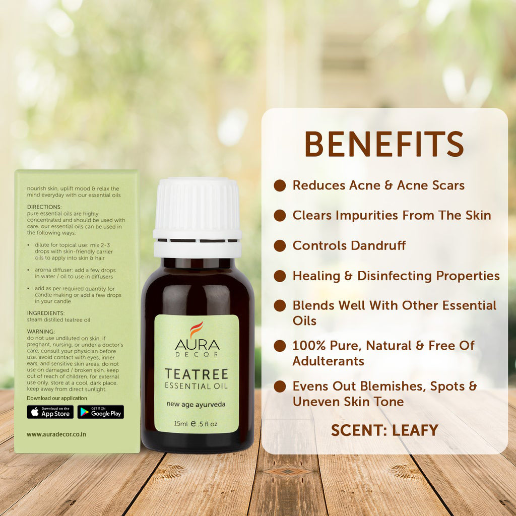 Tea Tree Essential Oil - 15ml for Skin, Hair, Face, Acne Care