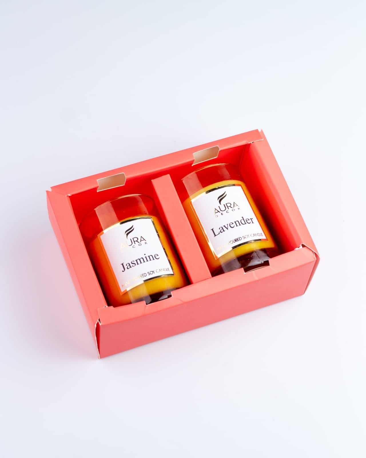 Bulk Buy AuraDecor Set of 2 Amber Glass Jar Candles || Soya Wax || Candle Gift Set ( Master Qty 12 Set )