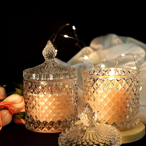 AuraDecor 10 pcs Empty Diamond Jar for Candle Making ( Pack of 10 )