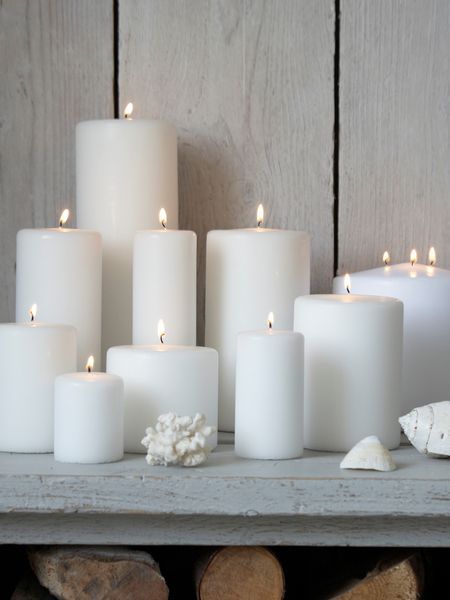AuraDecor Bulk Buy White Pillar Candles in Different Sizes White Unscented