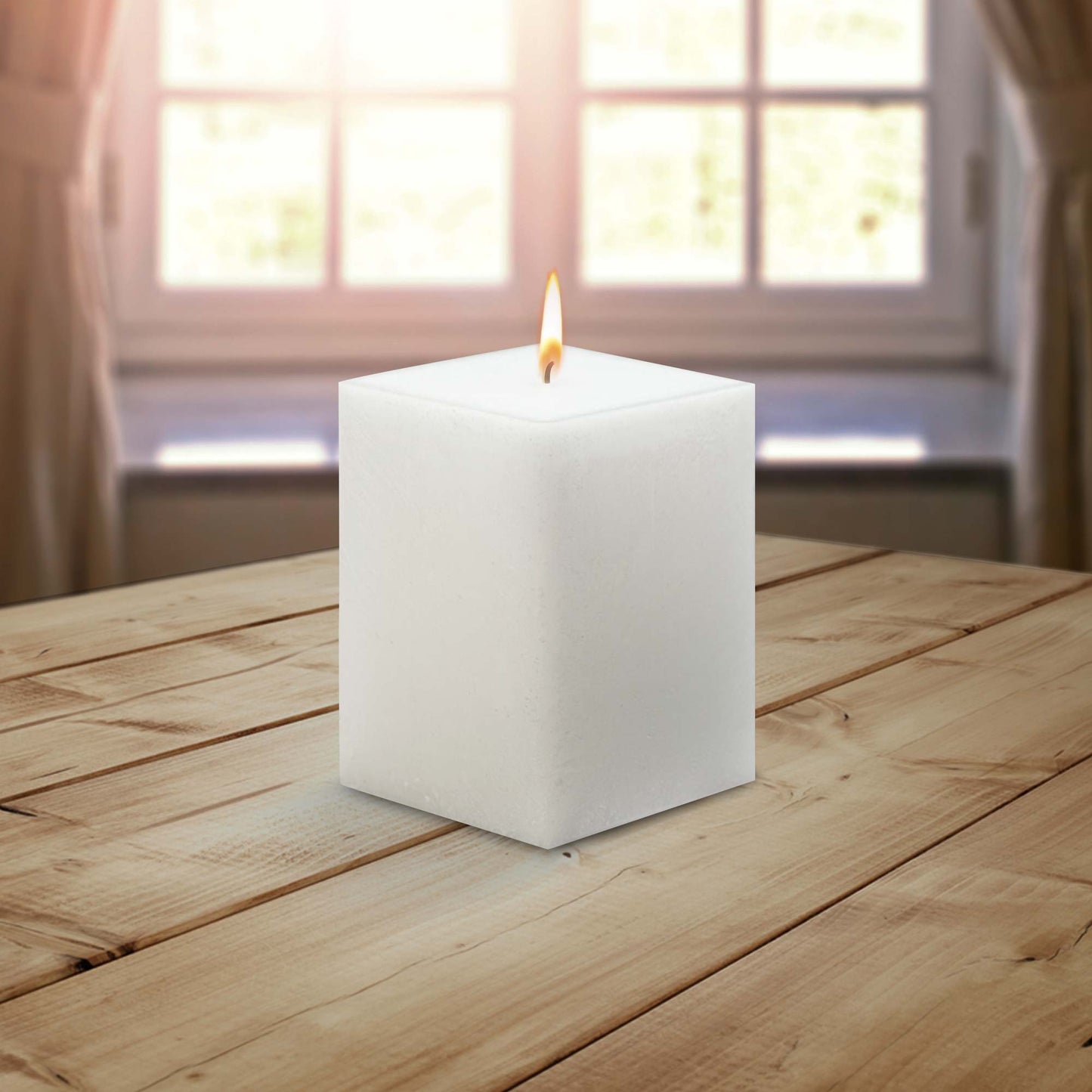AuraDecor Bulk Buy Square 3*4*3 Inch Square Candle White Unscented ( Burning Time 45 Hours Each )
