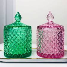 AuraDecor 10 pcs Empty Diamond Jar for Candle Making ( Pack of 10 )