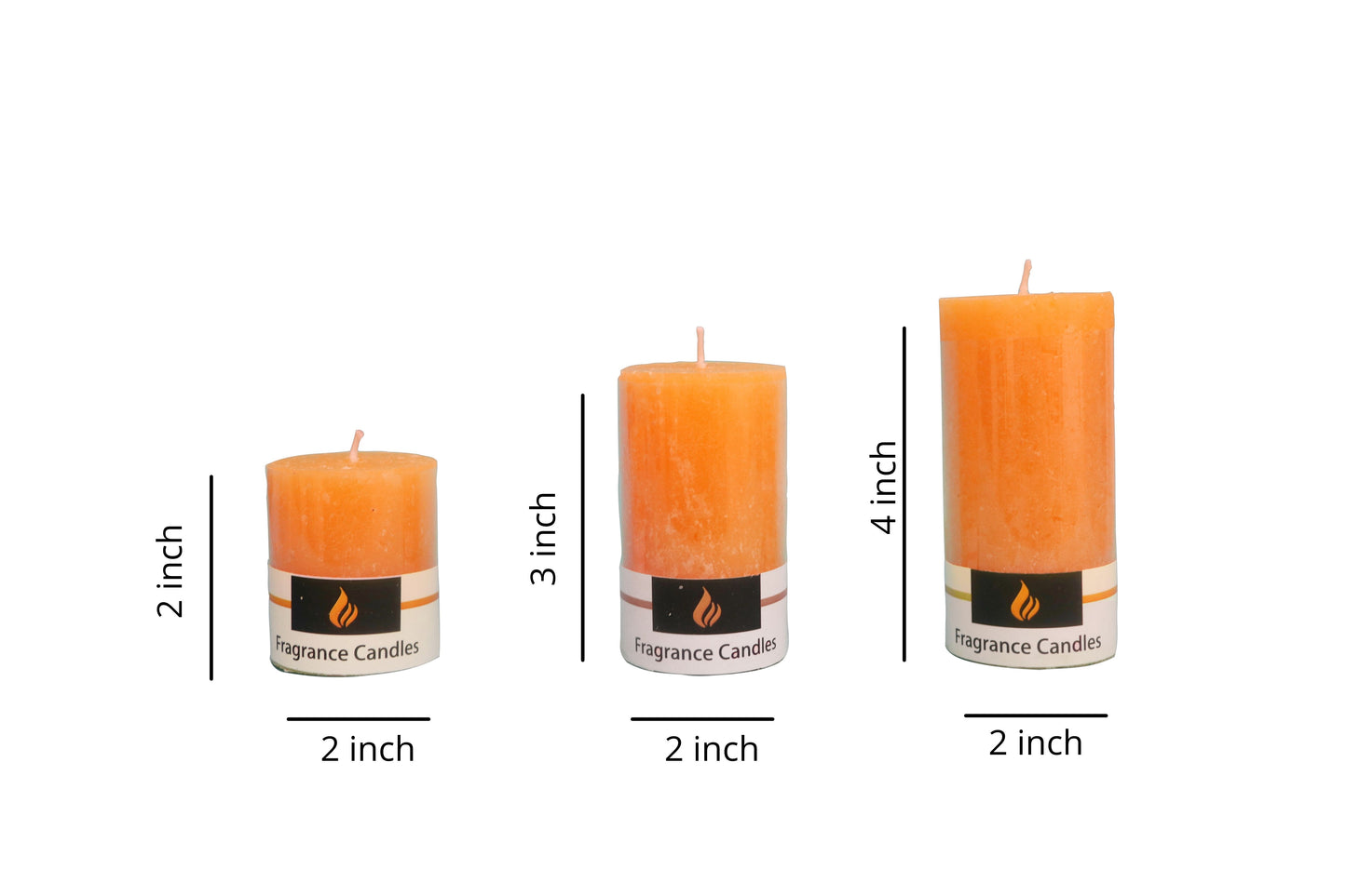 AuraDecor Fragrance Pillar Candle Set of 3 ( 2*2inch, 2*3inch , 2*4inch ) ( Bulk Buy 24 Sets )
