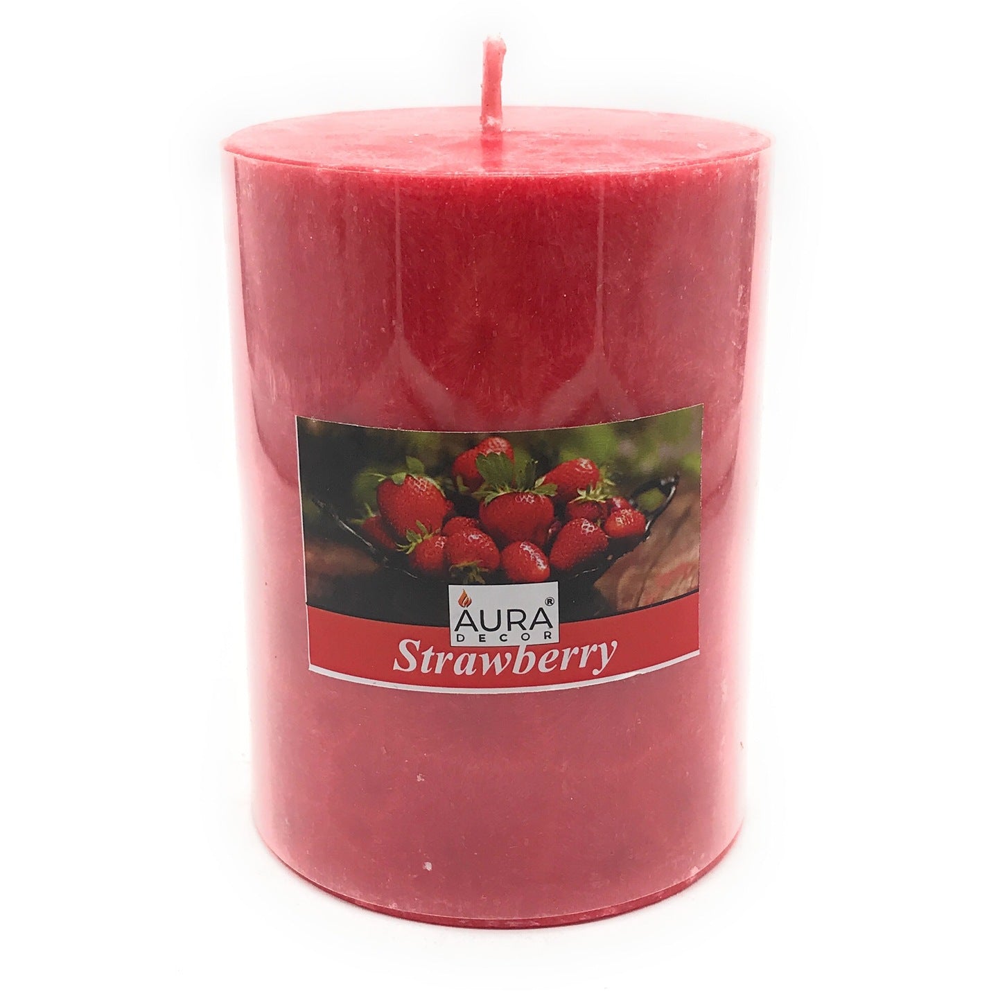 AuraDecor Pack of 1 Strawberry Fragrance Pillar Candle - auradecor.co.in