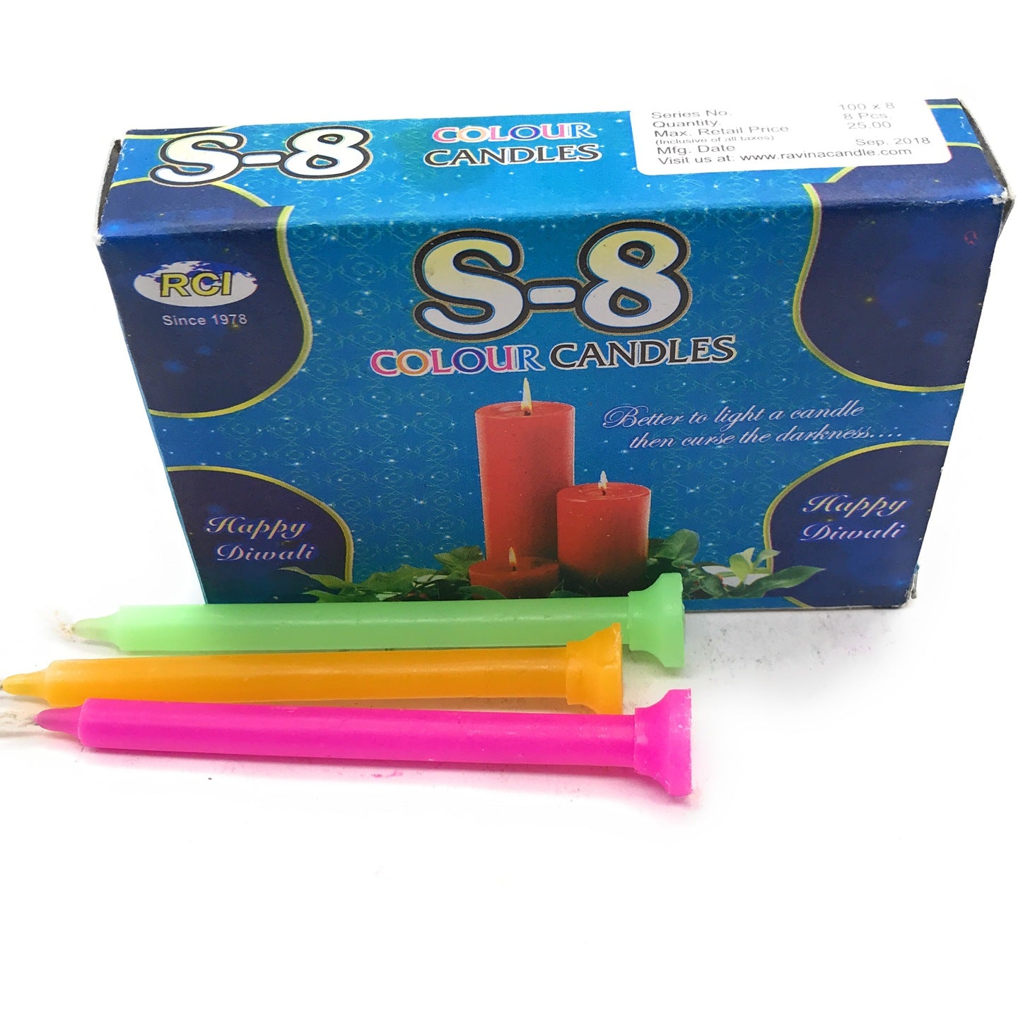 S8 Festive Colour Candles - auradecor.co.in