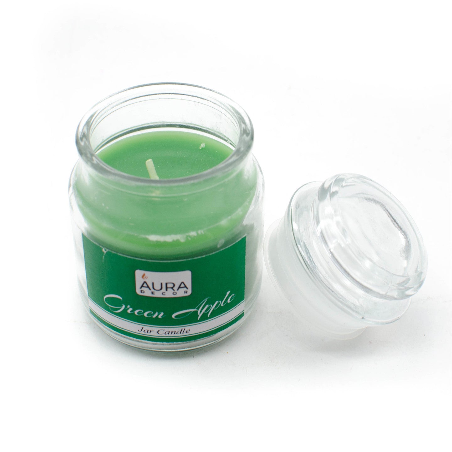 AuraDecor Set of 2 Green Apple Fragrance Jar Candles ( Burning Time 30 hours Each ) - auradecor.co.in