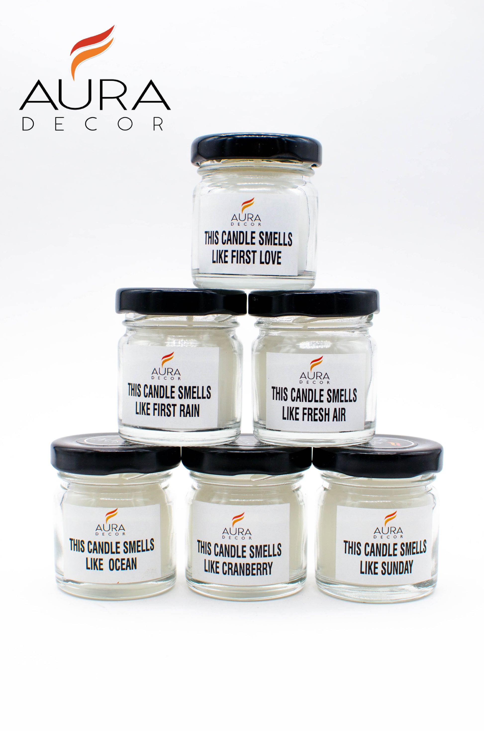 Set of 6 Small Jar Candles in Assorted Fragrances ( Burning Time 10 hours Each ) - auradecor.co.in