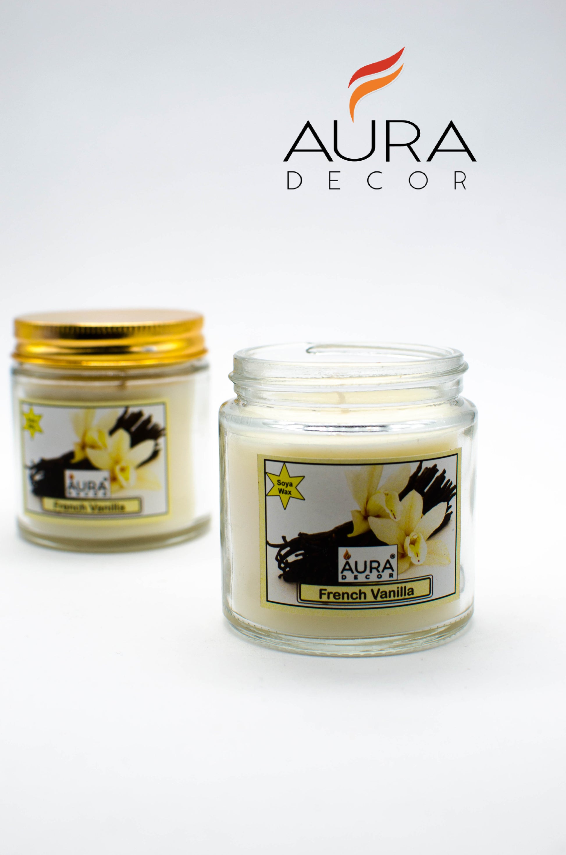 AuraDecor Pack of 2 Soy Wax French Vanilla Fragrance Candle - auradecor.co.in