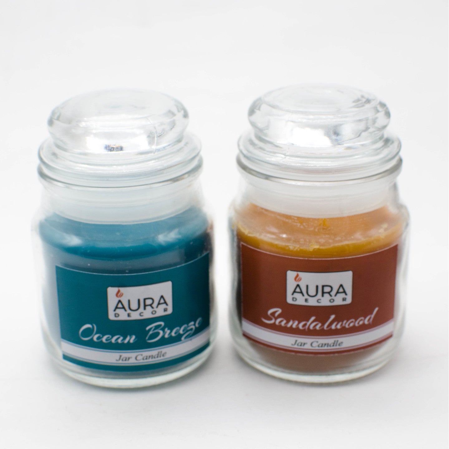 AuraDecor Set of 2 Fragrance Jar Ocean Breeze & Sandalwood ( Burning Time 30 hours Each ) - auradecor.co.in