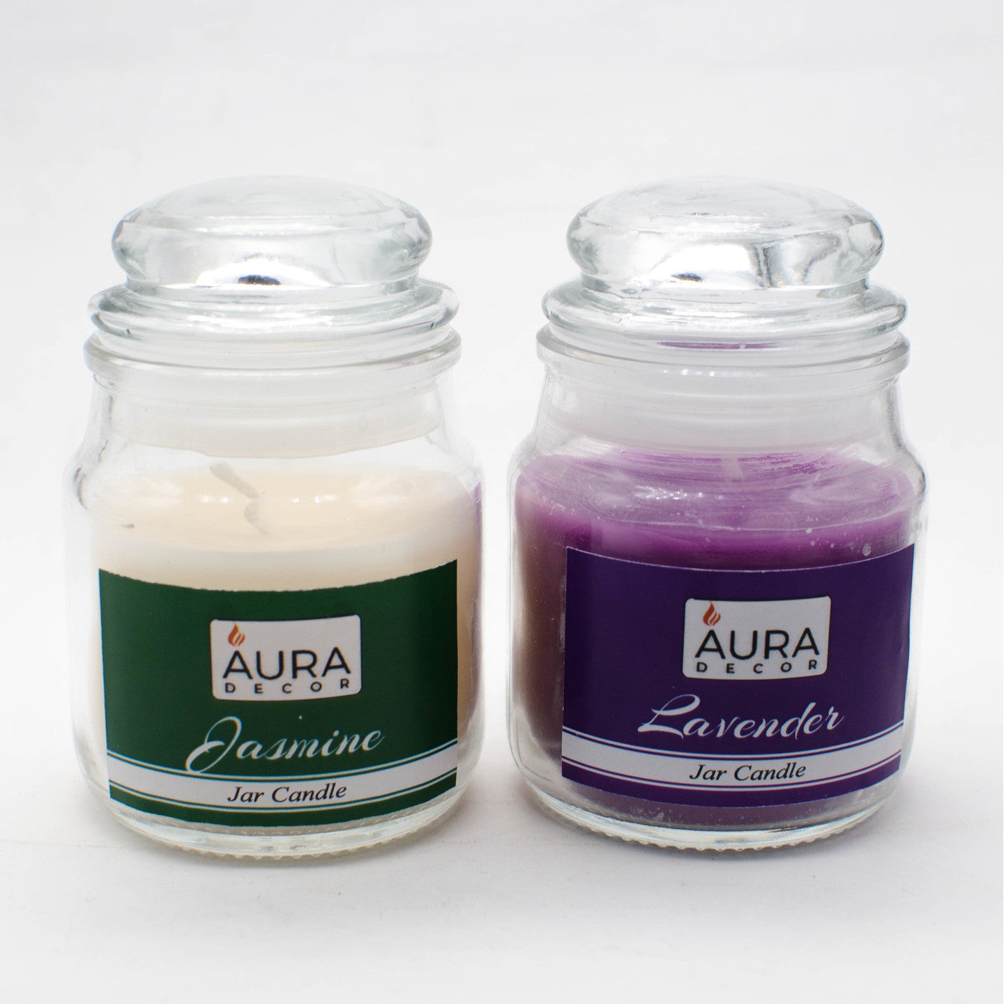 Set of 2 Highly Fragrance Jar Candles Lavender & Jasmine ( Burning Time 30 hours Each ) - auradecor.co.in