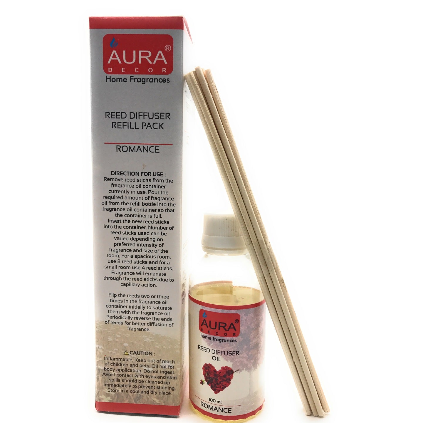 AuraDecor Set of 5 Reed Refill Pack 100 ml Each ( Lavender, Romance, Meditation, Relax, Citrus ) - auradecor.co.in