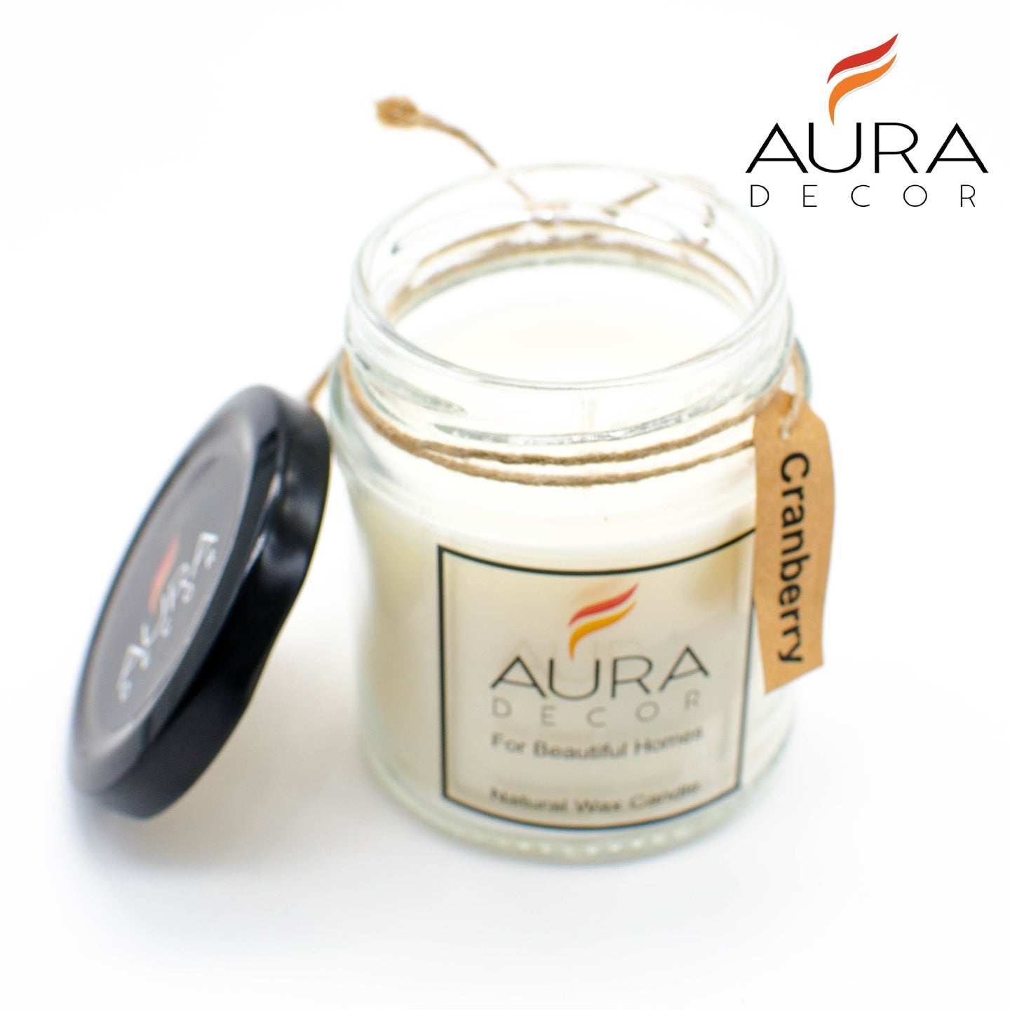 Natural Jar Candle Cranberry Fragrance ( Soy Wax ) - auradecor.co.in