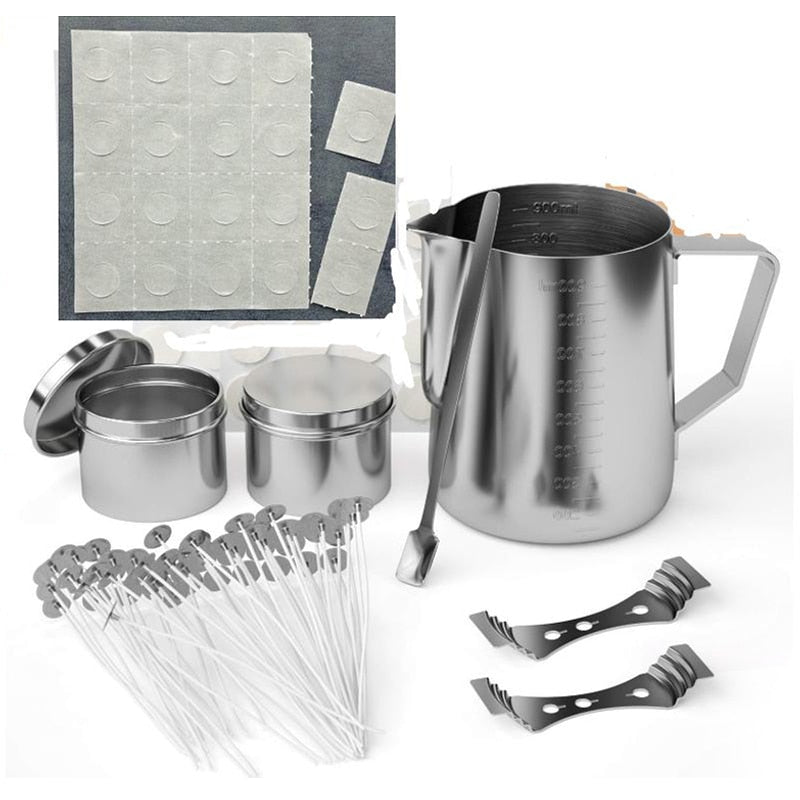 Candle Making Kit DIY with Candle Make Pouring Pot and Spoon, 20Pcs Candle Wicks and Glue Stick & 1/2 kg Paraffin Wax/ Soy Wax Chunks