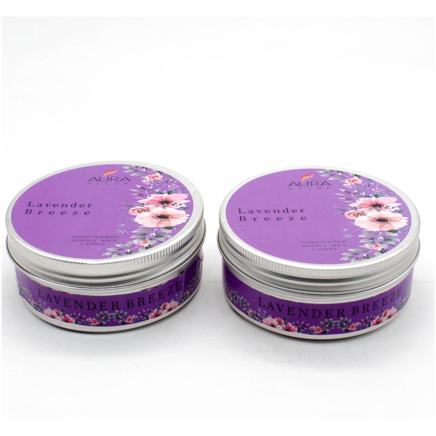 2 Wick Tin Candle ( Gift Set of 2 ), Lavender Breeze - auradecor.co.in