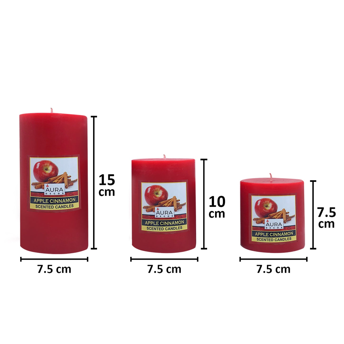 AuraDecor Pillar Candle Gift Set of 3 ( 3*3, 3*4, 3*6 inches ) ( MOQ 12 Sets )