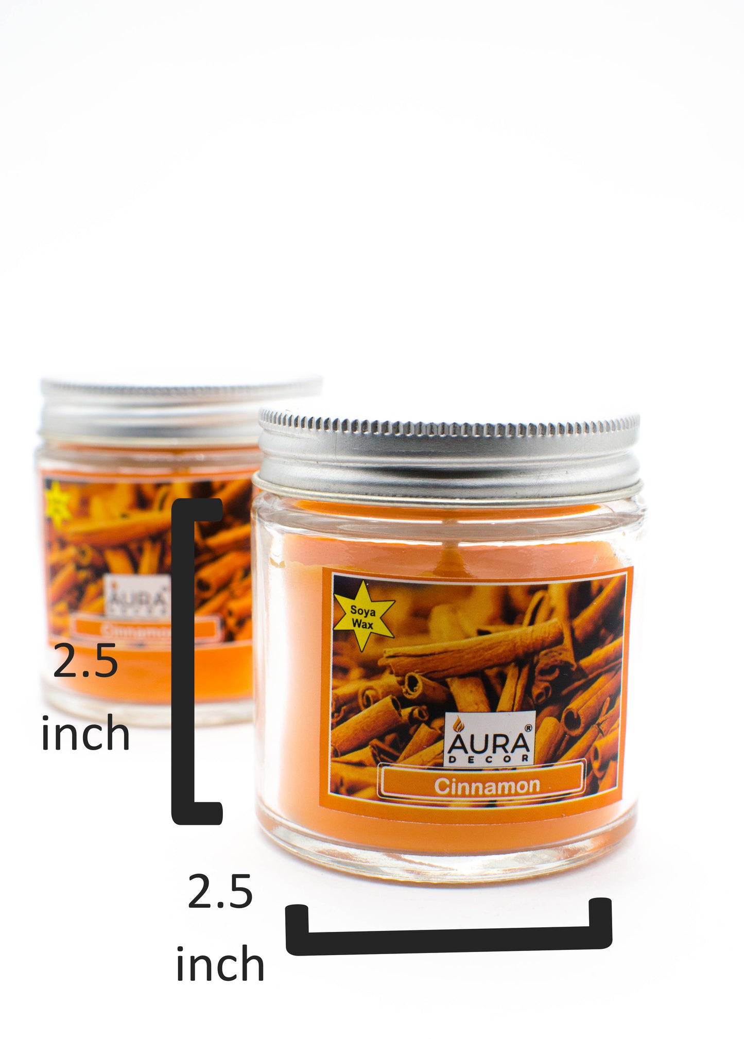 Gift Set of 2 Soy Wax Jar Candle Cinnamon Fragrance - auradecor.co.in