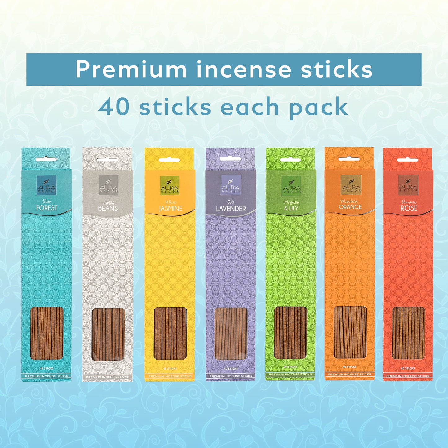 Bulk Buy Pack of 7 Different Aroma Incense Sticks ( 40 Sticks Each )