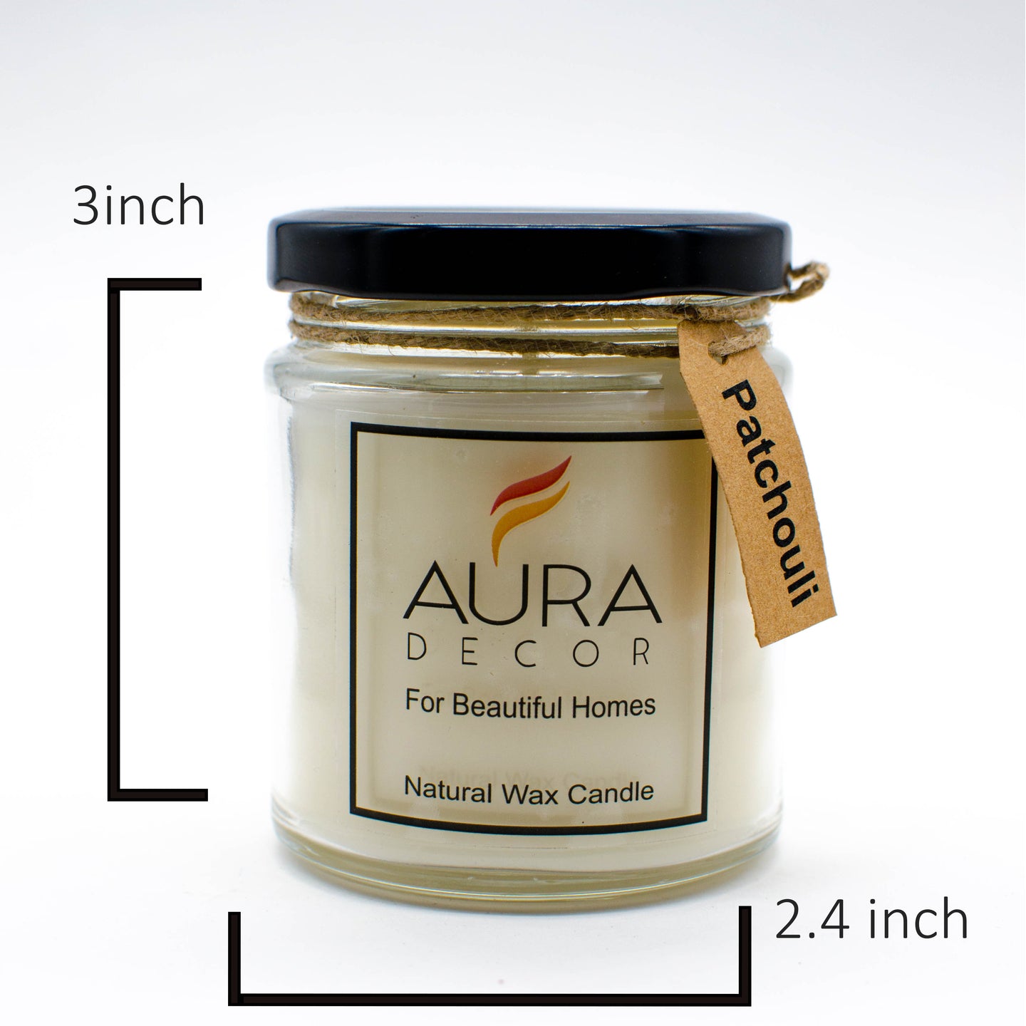 Natural Jar Candle Patchouli Fragrance ( Soy Wax ) - auradecor.co.in