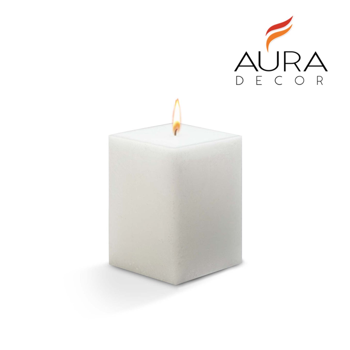 AuraDecor Bulk Buy Square 3*4*3 Inch Square Candle White Unscented ( Burning Time 45 Hours Each )