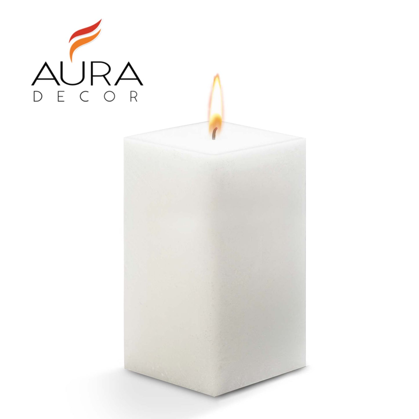 AuraDecor Bulk Buy Square 3*6*3 Inch Square Candle White Unscented ( Burning Time 90 Hours Each )